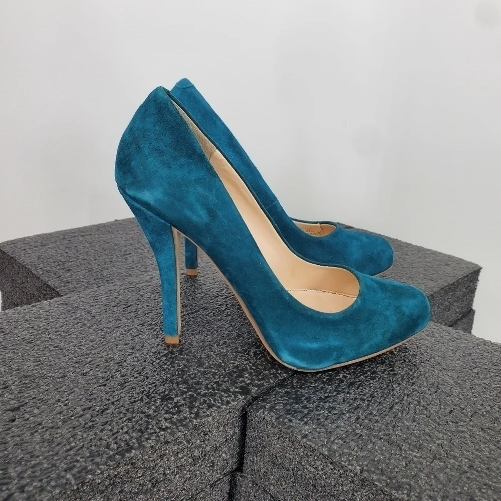 Audrey Brooke Abbracelet Suede Heels Women 6M Shoes Turquoise Blue